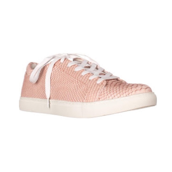 Blush Snake Embossed Low Top Lace Up Sneakers - Picture 5 of 7
